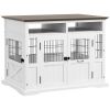 PawHut Dog Kennel Furniture Side End Table with Storage Double Doors Small Medium Dogs White