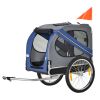 Aosom Pet Bike Trailer for Dogs Blue/Grey Cart with Off-Road Wheels 3 Entrances & Mesh Screen for Safe Travel