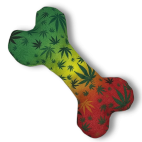 Stoned to da Bone, Cute Stuffed Rasta Leaf Bone Dog Toy, Funny Squeaky Weed Toy, Cool Plush Novelty 420 Gift for for Puppies & Small, Medium & Large B