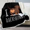 Dachshund Lovers Sherpa Blanket Cute Dachshund Animal Fleece Reversible Blanket Wiener Sausage Dog 3D Printed Reversible Bed or Couch Throw 50*60 Inch