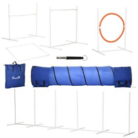 PawHut Dog Agility Training Equipment with 9.8' Tunnel & Canine Whistle, Dog Obstacle Course for Backyard with Pause Box, Includes Dog Agility Tunnel,
