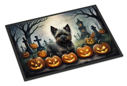 NEW Cairn Terrier Spooky Halloween Doormat Front Door Mat Indoor Outdoor Rugs for Entryway, Non Slip Washable Low Pile, 18H X 27W
