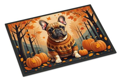 NEW Fawn French Bulldog Fall Doormat Front Door Mat Indoor Outdoor Rugs for Entryway, Non Slip Washable Low Pile, 18H X 27W