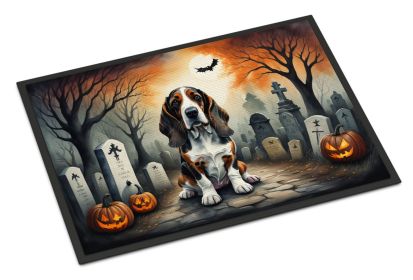 NEW Basset Hound Spooky Halloween Doormat Front Door Mat Indoor Outdoor Rugs for Entryway, Non Slip Washable Low Pile, 18H X 27W