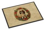 NEW English Toy Spaniel Christmas Flowers Doormat Front Door Mat Indoor Outdoor Rugs for Entryway, Non Slip Washable Low Pile, 18H X 27W