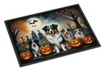 NEW Australian Shepherd Spooky Halloween Doormat Front Door Mat Indoor Outdoor Rugs for Entryway, Non Slip Washable Low Pile, 18H X 27W