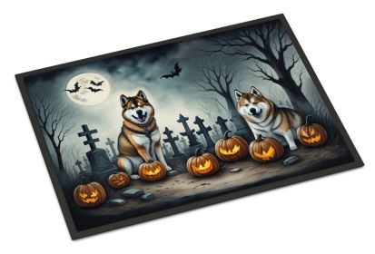 NEW Akita Spooky Halloween Doormat Front Door Mat Indoor Outdoor Rugs for Entryway, Non Slip Washable Low Pile, 18H X 27W