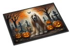 NEW Afghan Hound Spooky Halloween Doormat Front Door Mat Indoor Outdoor Rugs for Entryway, Non Slip Washable Low Pile, 18H X 27W