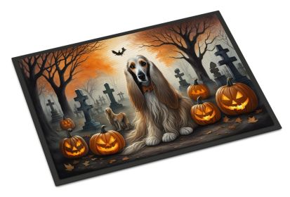 NEW Afghan Hound Spooky Halloween Doormat Front Door Mat Indoor Outdoor Rugs for Entryway, Non Slip Washable Low Pile, 18H X 27W