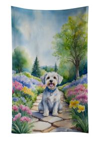 Dandie Dinmont Terrier Spring Path Kitchen Towel Dish Cloths Guest Hand Towel Decorative Bathroom Towel for Face,Tea, Dishcloth, Kitchen and Bath