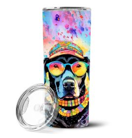 Black Labrador Hippie Dawg Stainless Steel Skinny Tumbler Vacuum Double Walled Reusable Insulated Tumbler Travel Cup for Coffee Cocktails Gift with Li