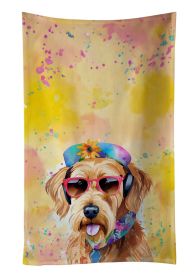 Airedale Terrier Hippie Dawg Kitchen Towel Dish Cloths Guest Hand Towel Decorative Bathroom Towel for Face,Tea, Dishcloth, Kitchen and Bath