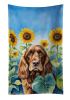 English Cocker Spaniel in Sunflowers Kitchen Towel Dish Cloths Guest Hand Towel Decorative Bathroom Towel for Face,Tea, Dishcloth, Kitchen and Bath