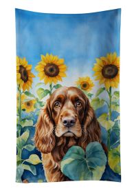 English Cocker Spaniel in Sunflowers Kitchen Towel Dish Cloths Guest Hand Towel Decorative Bathroom Towel for Face,Tea, Dishcloth, Kitchen and Bath