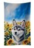 Alaskan Klee Kai in Sunflowers Kitchen Towel Dish Cloths Guest Hand Towel Decorative Bathroom Towel for Face,Tea, Dishcloth, Kitchen and Bath