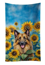 Belgian Tervuren in Sunflowers Kitchen Towel Dish Cloths Guest Hand Towel Decorative Bathroom Towel for Face,Tea, Dishcloth, Kitchen and Bath