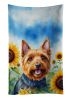 Australian Terrier in Sunflowers Kitchen Towel Dish Cloths Guest Hand Towel Decorative Bathroom Towel for Face,Tea, Dishcloth, Kitchen and Bath