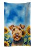 Airedale Terrier in Sunflowers Kitchen Towel Dish Cloths Guest Hand Towel Decorative Bathroom Towel for Face,Tea, Dishcloth, Kitchen and Bath