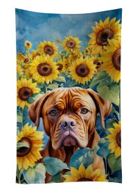 Dogue de Bordeaux in Sunflowers Kitchen Towel Dish Cloths Guest Hand Towel Decorative Bathroom Towel for Face,Tea, Dishcloth, Kitchen and Bath