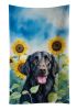Flat-Coated Retriever in Sunflowers Kitchen Towel Dish Cloths Guest Hand Towel Decorative Bathroom Towel for Face,Tea, Dishcloth, Kitchen and Bath