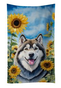 Alaskan Malamute in Sunflowers Kitchen Towel Dish Cloths Guest Hand Towel Decorative Bathroom Towel for Face,Tea, Dishcloth, Kitchen and Bath
