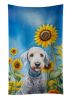 Bedlington Terrier in Sunflowers Kitchen Towel Dish Cloths Guest Hand Towel Decorative Bathroom Towel for Face,Tea, Dishcloth, Kitchen and Bath
