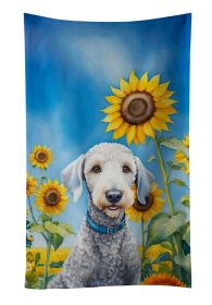 Bedlington Terrier in Sunflowers Kitchen Towel Dish Cloths Guest Hand Towel Decorative Bathroom Towel for Face,Tea, Dishcloth, Kitchen and Bath