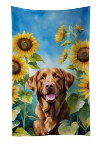 Chesapeake Bay Retriever in Sunflowers Kitchen Towel Dish Cloths Guest Hand Towel Decorative Bathroom Towel for Face,Tea, Dishcloth, Kitchen and Bath