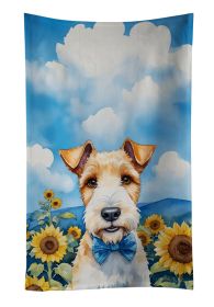 Fox Terrier in Sunflowers Kitchen Towel Dish Cloths Guest Hand Towel Decorative Bathroom Towel for Face,Tea, Dishcloth, Kitchen and Bath