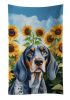 Bluetick Coonhound in Sunflowers Kitchen Towel Dish Cloths Guest Hand Towel Decorative Bathroom Towel for Face,Tea, Dishcloth, Kitchen and Bath