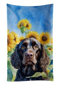 American Water Spaniel in Sunflowers Kitchen Towel Dish Cloths Guest Hand Towel Decorative Bathroom Towel for Face,Tea, Dishcloth, Kitchen and Bath