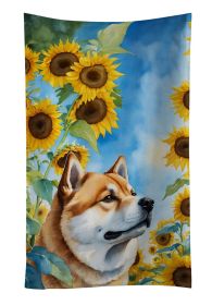 Akita in Sunflowers Kitchen Towel Dish Cloths Guest Hand Towel Decorative Bathroom Towel for Face,Tea, Dishcloth, Kitchen and Bath