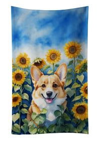 Corgi in Sunflowers Kitchen Towel Dish Cloths Guest Hand Towel Decorative Bathroom Towel for Face,Tea, Dishcloth, Kitchen and Bath
