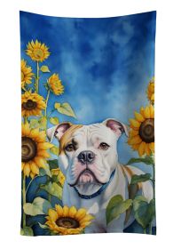American Bulldog in Sunflowers Kitchen Towel Dish Cloths Guest Hand Towel Decorative Bathroom Towel for Face,Tea, Dishcloth, Kitchen and Bath