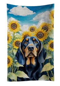 Black and Tan Coonhound in Sunflowers Kitchen Towel Dish Cloths Guest Hand Towel Decorative Bathroom Towel for Face,Tea, Dishcloth, Kitchen and Bath