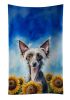 Chinese Crested in Sunflowers Kitchen Towel Dish Cloths Guest Hand Towel Decorative Bathroom Towel for Face,Tea, Dishcloth, Kitchen and Bath