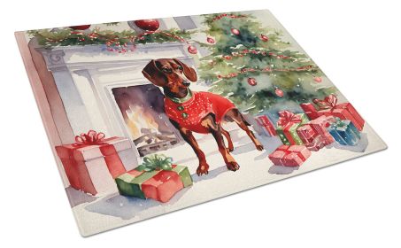 NEW Dachshund Cozy Christmas Glass Cutting Board Decorative Tempered Glass Kitchen Cutting and Serving Board Large Size Chopping Board