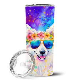 Samoyed Hippie Dawg Stainless Steel Skinny Tumbler Vacuum Double Walled Reusable Insulated Tumbler Travel Cup for Coffee Cocktails Gift with Lid