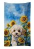 Maltipoo in Sunflowers Kitchen Towel Dish Cloths Guest Hand Towel Decorative Bathroom Towel for Face,Tea, Dishcloth, Kitchen and Bath
