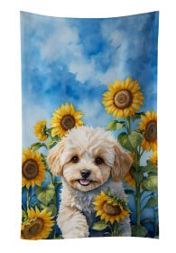 Maltipoo in Sunflowers Kitchen Towel Dish Cloths Guest Hand Towel Decorative Bathroom Towel for Face,Tea, Dishcloth, Kitchen and Bath