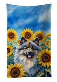 Keeshond in Sunflowers Kitchen Towel Dish Cloths Guest Hand Towel Decorative Bathroom Towel for Face,Tea, Dishcloth, Kitchen and Bath