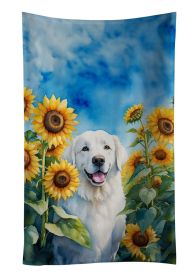 Kuvasz in Sunflowers Kitchen Towel Dish Cloths Guest Hand Towel Decorative Bathroom Towel for Face,Tea, Dishcloth, Kitchen and Bath