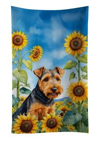 Welsh Terrier in Sunflowers Kitchen Towel Dish Cloths Guest Hand Towel Decorative Bathroom Towel for Face,Tea, Dishcloth, Kitchen and Bath