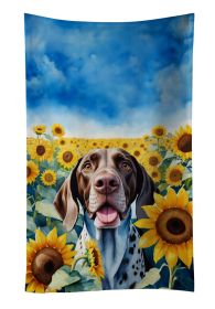 German Shorthaired Pointer in Sunflowers Kitchen Towel Dish Cloths Guest Hand Towel Decorative Bathroom Towel for Face,Tea, Dishcloth, Kitchen and Bat