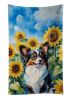 Papillon in Sunflowers Kitchen Towel Dish Cloths Guest Hand Towel Decorative Bathroom Towel for Face,Tea, Dishcloth, Kitchen and Bath