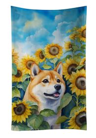 Shiba Inu in Sunflowers Kitchen Towel Dish Cloths Guest Hand Towel Decorative Bathroom Towel for Face,Tea, Dishcloth, Kitchen and Bath