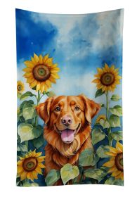 Nova Scotia Duck Toller in Sunflowers Kitchen Towel Dish Cloths Guest Hand Towel Decorative Bathroom Towel for Face,Tea, Dishcloth, Kitchen and Bath