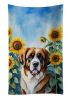 Saint Bernard in Sunflowers Kitchen Towel Dish Cloths Guest Hand Towel Decorative Bathroom Towel for Face,Tea, Dishcloth, Kitchen and Bath