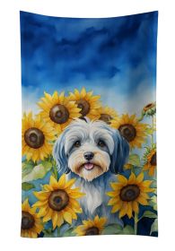 Tibetan Terrier in Sunflowers Kitchen Towel Dish Cloths Guest Hand Towel Decorative Bathroom Towel for Face,Tea, Dishcloth, Kitchen and Bath