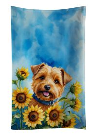 Norfolk Terrier in Sunflowers Kitchen Towel Dish Cloths Guest Hand Towel Decorative Bathroom Towel for Face,Tea, Dishcloth, Kitchen and Bath